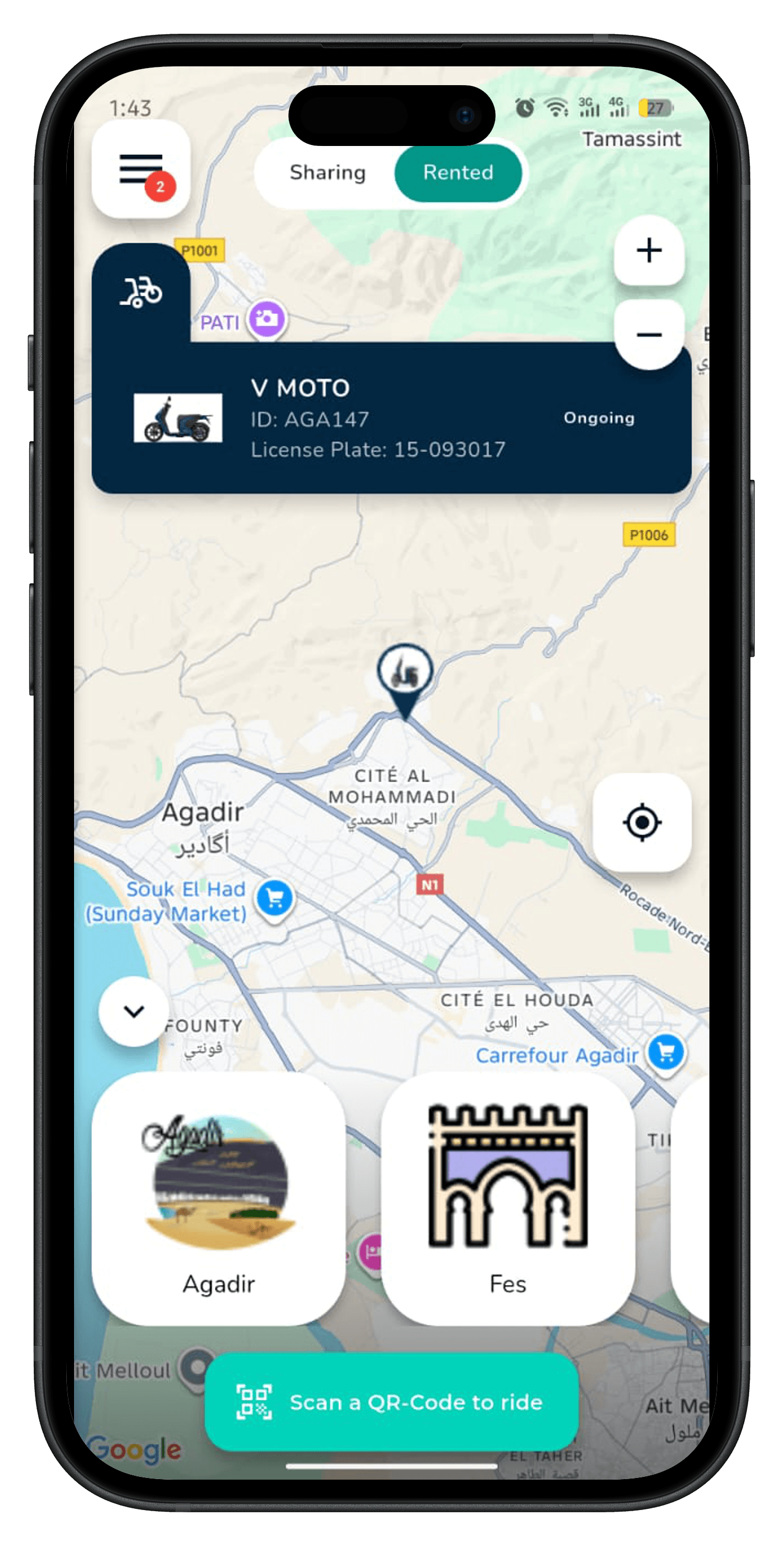 location rent renting scooters motos application de pogo