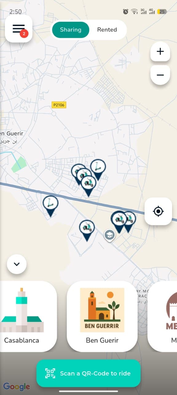 location rent renting scooters motos écran de l'application pogo localiser véhicule 